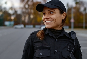 portrait of smiling police woman