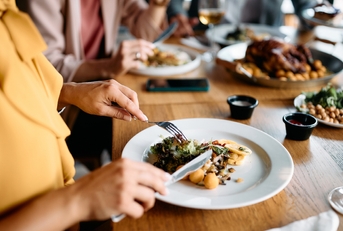 Entrepreneur having business lunch