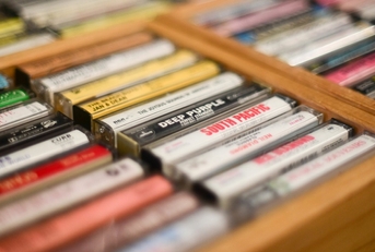 cassette tapes at store i holder. 