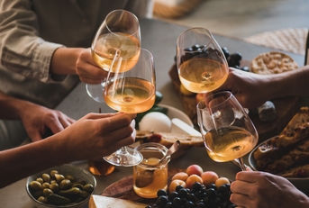 friends having wine tasting 
