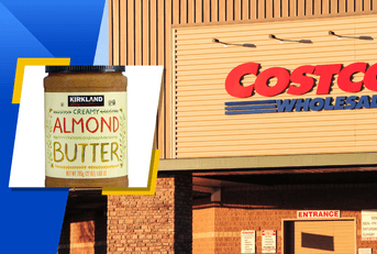 Costco Kirkland Signature Almond Butter with Costco Storefront
