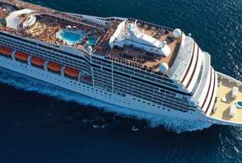 luxurious cruise liner cruising atlantic blue ocean