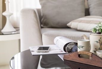 cup of tea on wooden tray