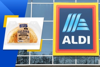 Aldi exterior logo and featured product