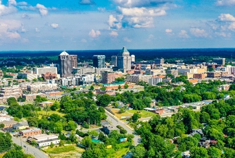 skyline of greensboro located in north carolina usa