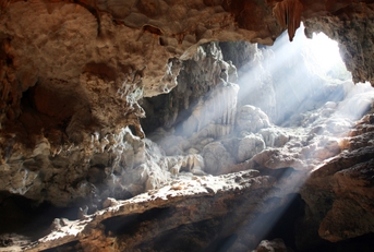 Light pouring into a cave 