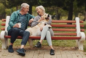 senior couple on bench