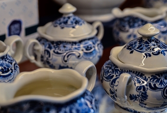 famous white and blue ceramics