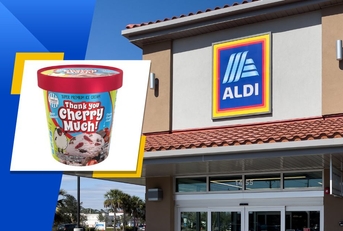 Aldi store exterior and featured item