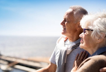 Affectionate mature couple on cruise