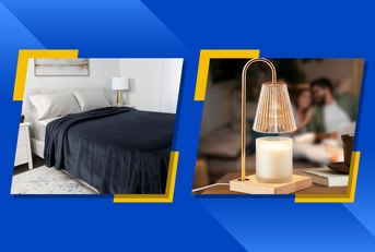 a bedroom and a lamp