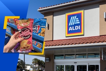aldi store exterior and featured item