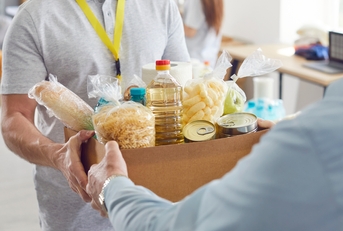 volunteer working at charity center