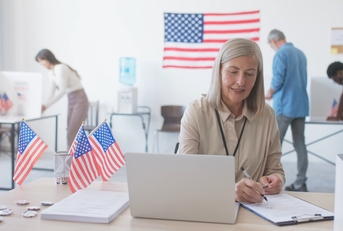 American citizens visiting local polling station