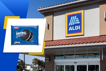 aldi store exterior and featured item