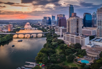 downtown austin, texas during sunset
