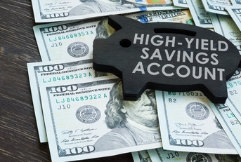 piggy bank and high yield savings account words