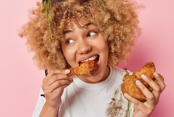 eats chicken nuggets