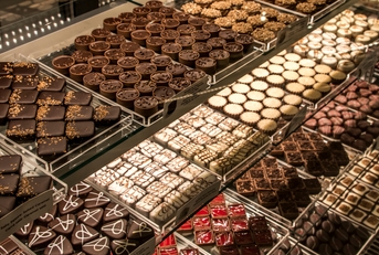 Detail view of different delicious chocolate