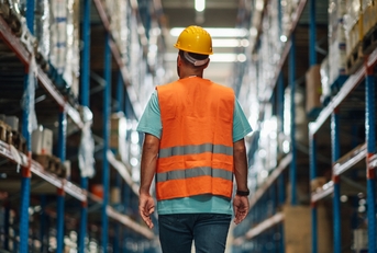male worker walking at warehouse