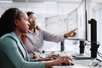 female corporate analyst