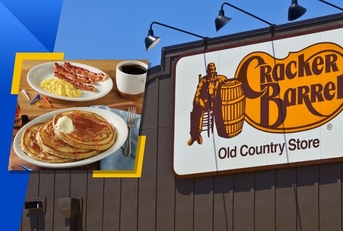 cracker barrel store exterior and featured item
