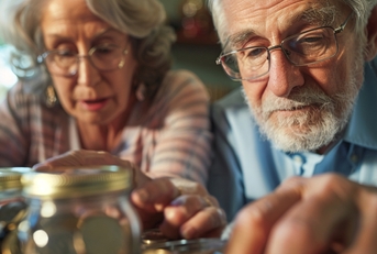 senior couple saving money