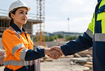 construction workers handshake