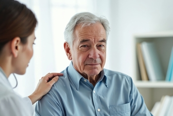 Elderly man sitting in a doctor's office