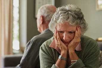 Depressed senior woman with relationship difficulties