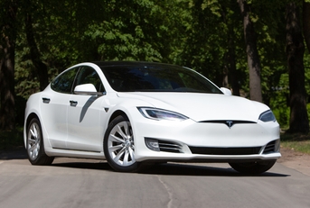 Tesla Model S 2022 at the rural road