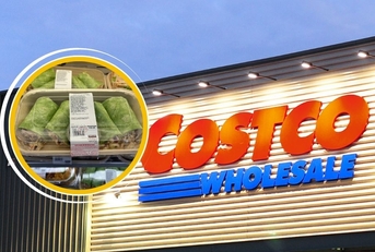 Costco store exterior logo and featured item