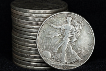old coin on black background 