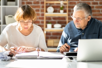 senior couple doing their finances