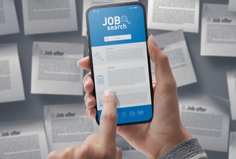job search app on smartphone 