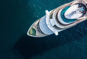 aerial view beautiful large cruise ship