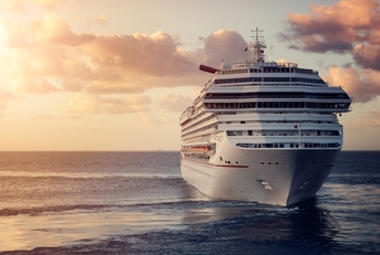 luxury cruise ship leaving port