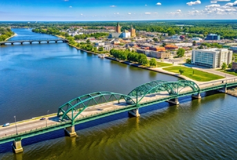 aerial view of the bridge over fox river