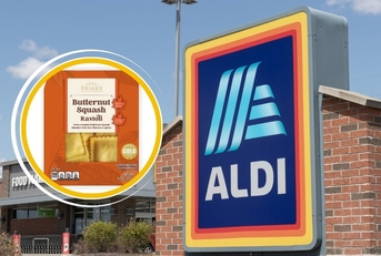 aldi store exterior logo and featured item