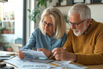 senior couple reviewing their retirement savings plan