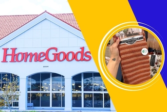 HomeGoods storefront with kitchen towels collage