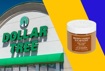 Dollar Tree storefront with air freshener collage 