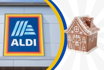 Aldi logo with holiday cookie jar collage