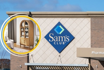 Sam&#x27;s club store with arched bookshelf collage