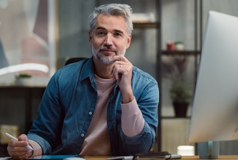 mature man working from home