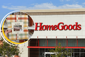Collage of HomeGoods store front and product table cover