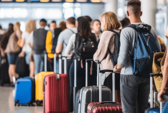people in line at the airport