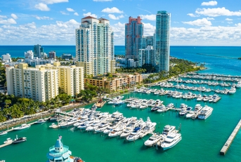 aerial view of miami beach marina