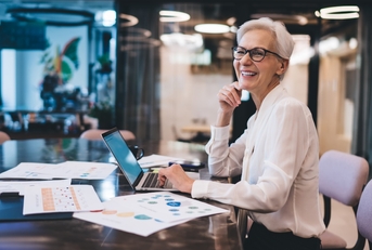 An older woman working