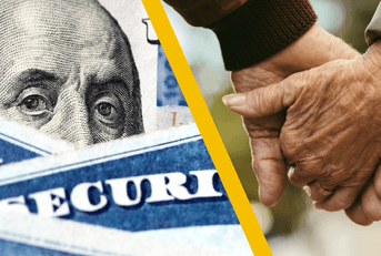A Social Security image and a senior couple